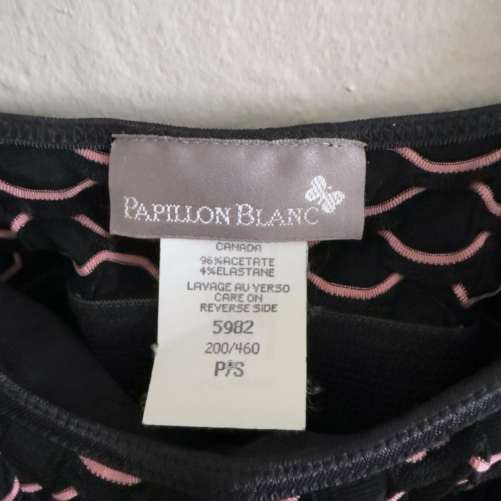 Papillon Black Black & Pink Scalloped Tank Top Size S - Picture 3 of 4